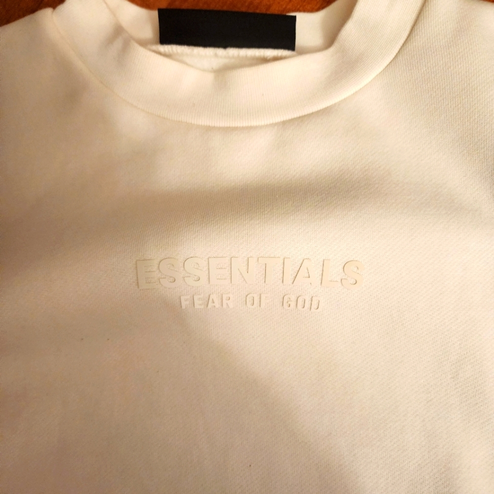 Fear of God Essentials Essentials Crewneck in Cloud Dancer (bought at Pac Sun)